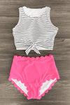 Mom & Me - Hot Pink Stripe Bikini - Sparkle in Pink