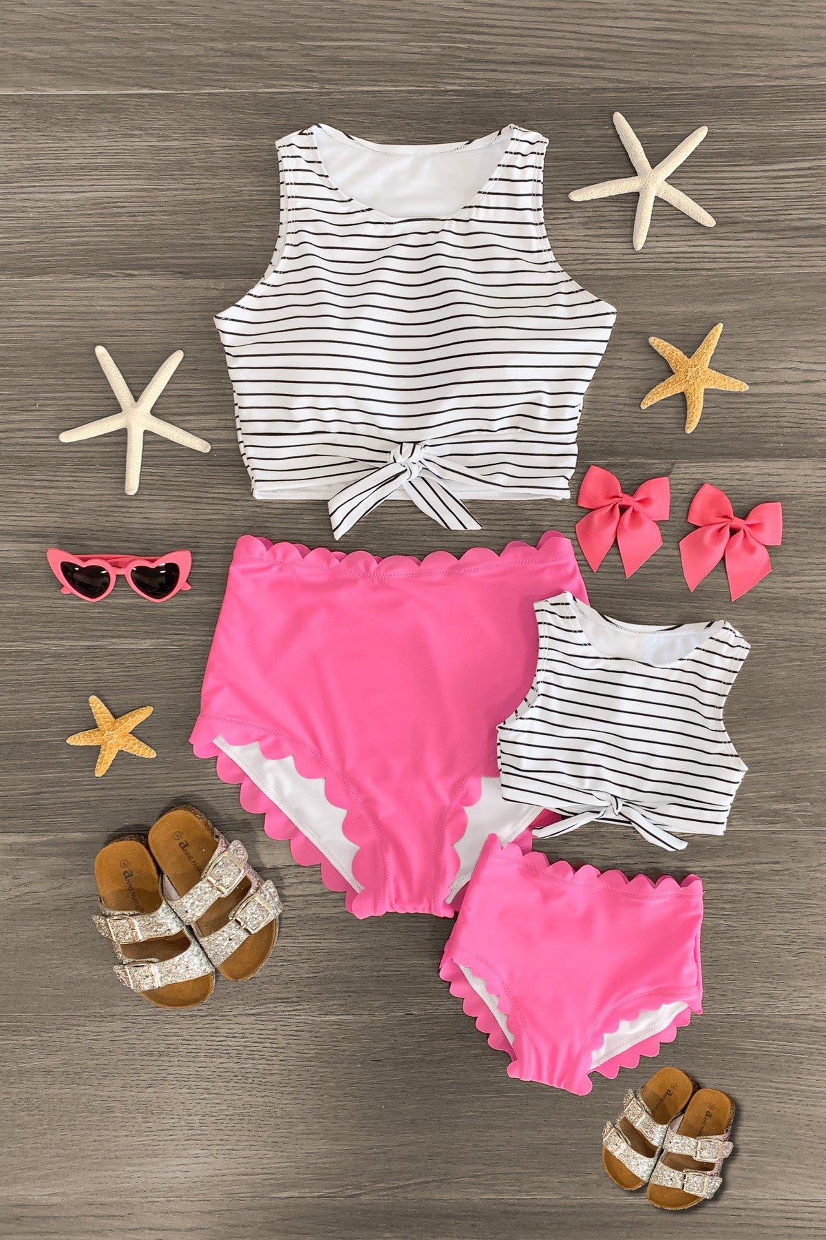 Mom & Me - Hot Pink Stripe Bikini - Sparkle in Pink