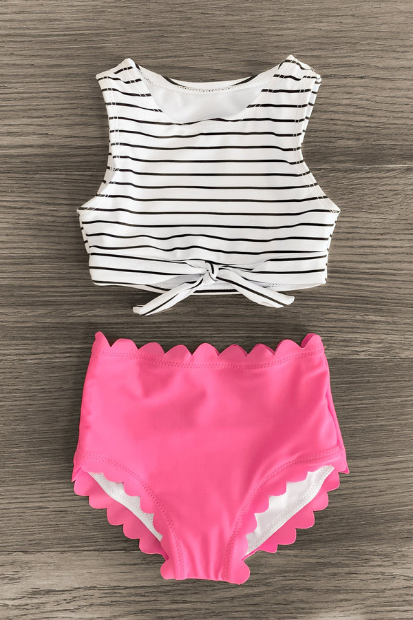 Mom & Me - Hot Pink Stripe Bikini - Sparkle in Pink