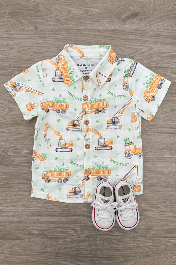 Lucky Tractor Button Down Top