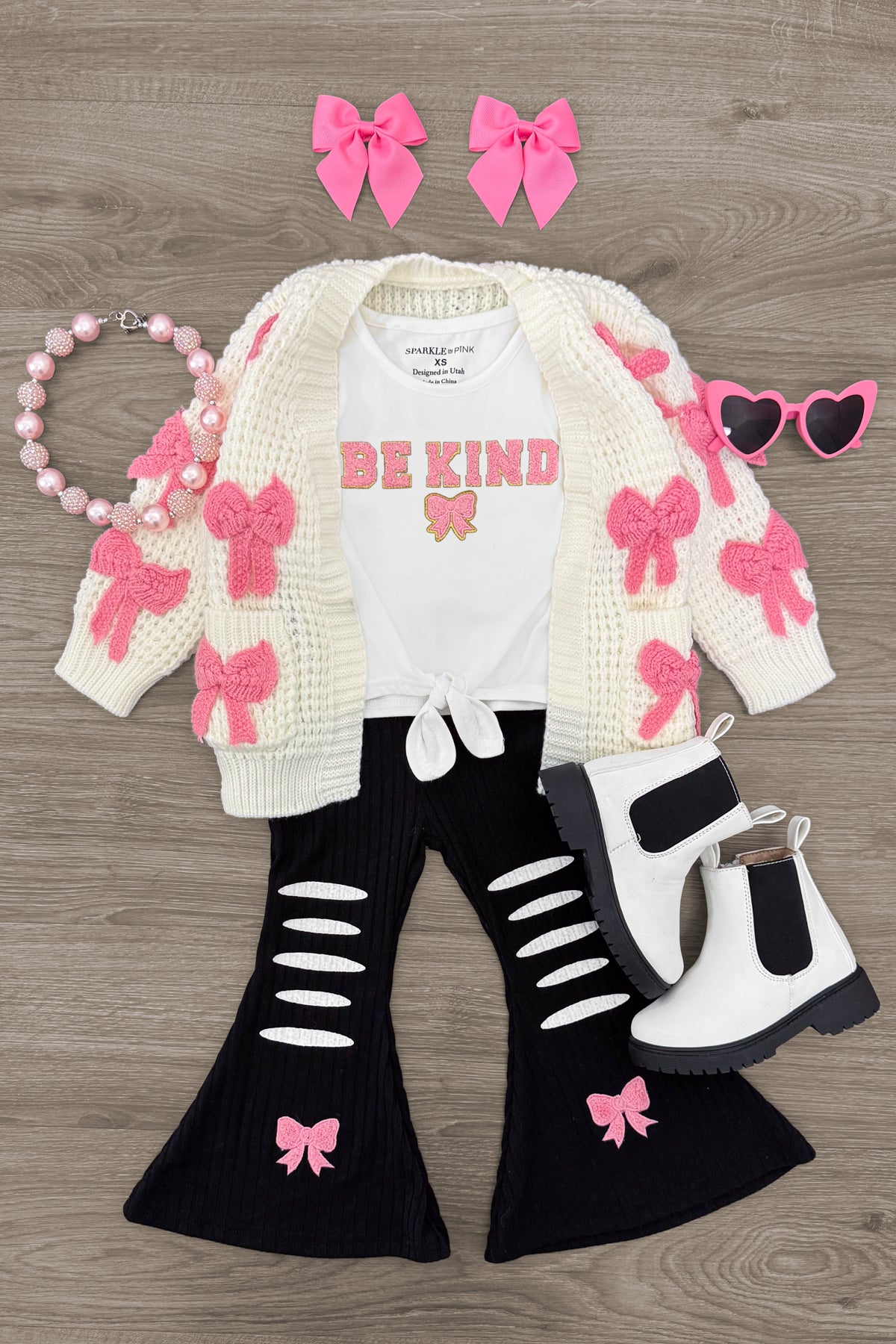 "Be Kind" Ribbed Flare Pant Set