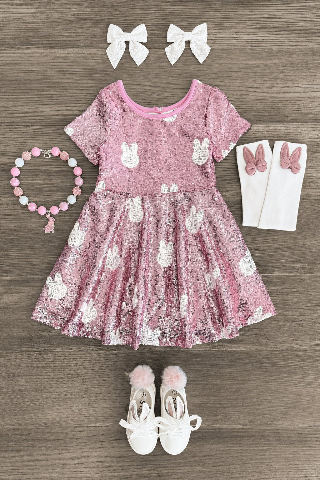 Pink Sequin Bunny Dress - Sparkle in Pink