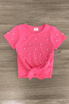 Pink Pearl Distressed Denim Short Set - Sparkle in Pink