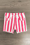 "Just A Girl With Goals" Stripe Denim Short Set - Sparkle in Pink
