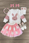 White & Pink Sequin Bunny Top - Sparkle in Pink