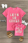 Mom & Me - "Let's Go Girls" Pink Chenille Patch Top - Sparkle in Pink