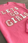 Mom & Me - "Let's Go Girls" Pink Chenille Patch Top - Sparkle in Pink