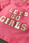 Mom & Me - "Let's Go Girls" Pink Chenille Patch Top - Sparkle in Pink