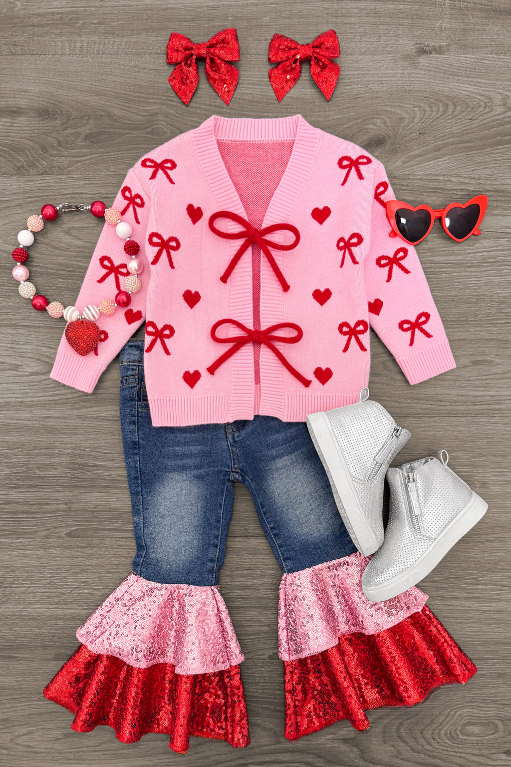Mom & Me - Pink Heart & Bow Sweater Cardigan | Sparkle in Pink