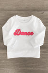 Mom & Me - "Dance" White Chenille Patch Top - Sparkle in Pink
