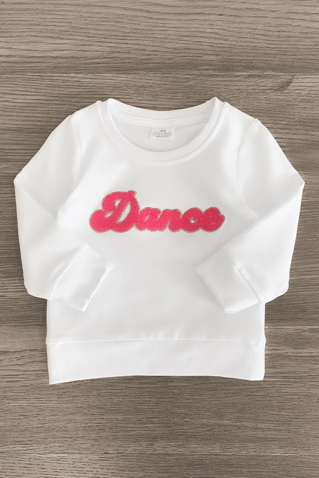 Mom & Me - "Dance" White Chenille Patch Top - Sparkle in Pink