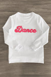 Mom & Me - "Dance" White Chenille Patch Top - Sparkle in Pink