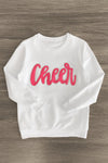 Mom & Me - "Cheer" White Chenille Patch Top - Sparkle in Pink