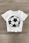 White Soccer Denim Short Set - Sparkle in Pink