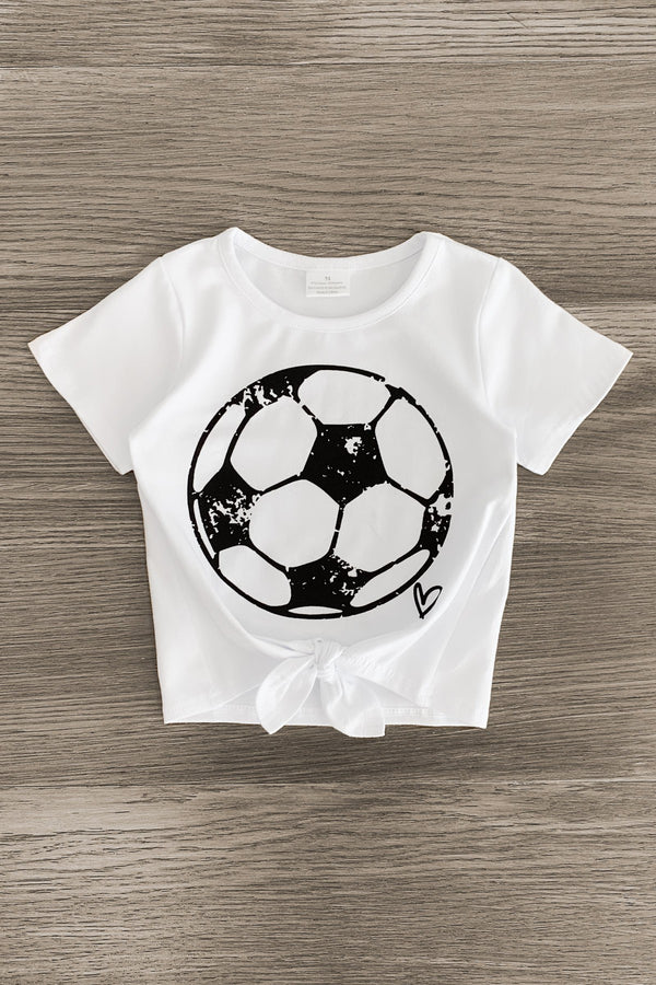 White Soccer Denim Short Set - Sparkle in Pink