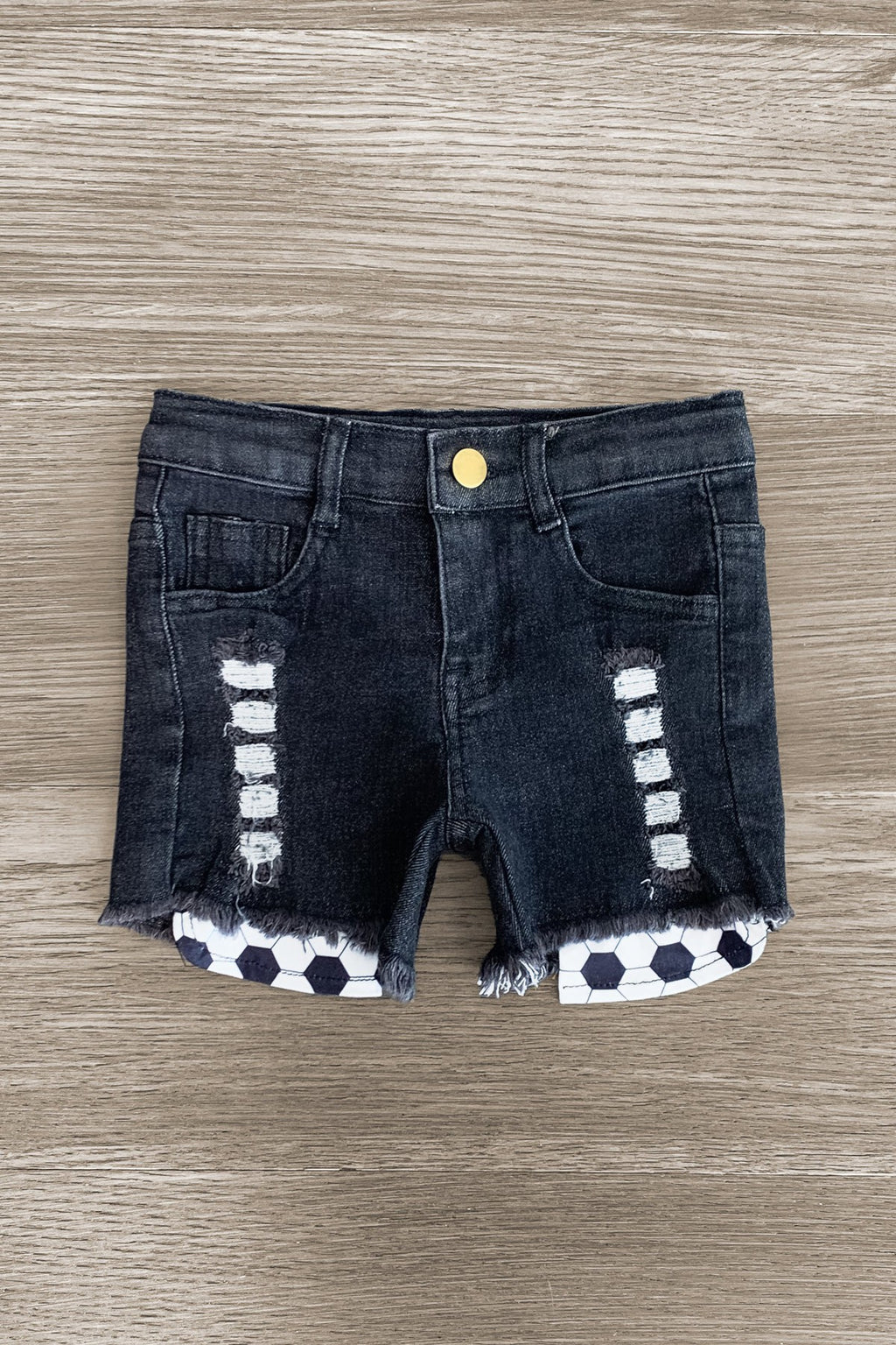 White Soccer Denim Short Set - Sparkle in Pink