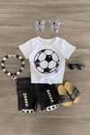 White Soccer Denim Short Set - Sparkle in Pink