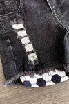 White Soccer Denim Short Set - Sparkle in Pink