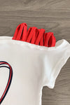 White Baseball Heart Denim Short Set - Sparkle in Pink