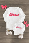 Mom & Me - "Dance" White Chenille Patch Top - Sparkle in Pink