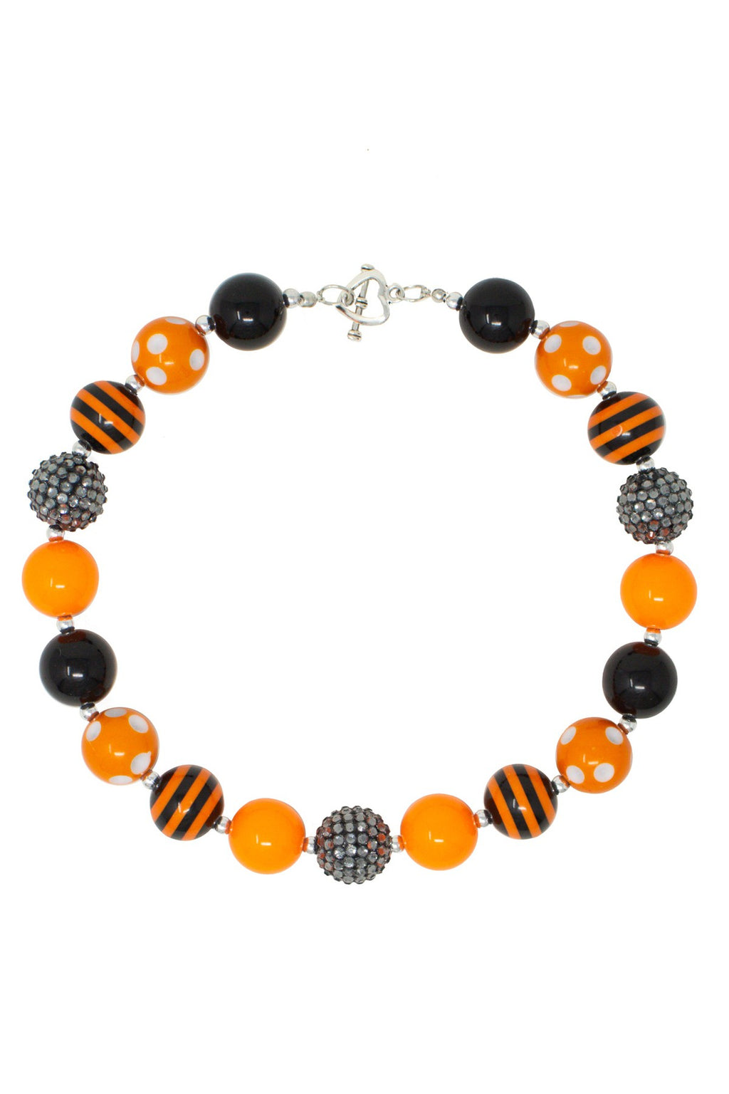 Black & Orange Halloween Bubblegum Necklace - Sparkle in Pink