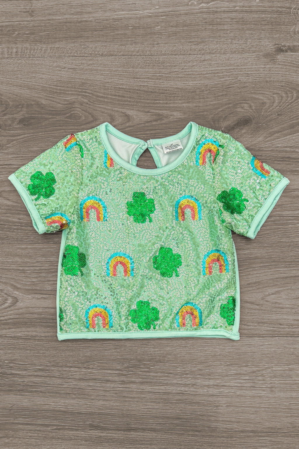 Rainbow & Shamrock Sequin Skirt Set | Sparkle in Pink