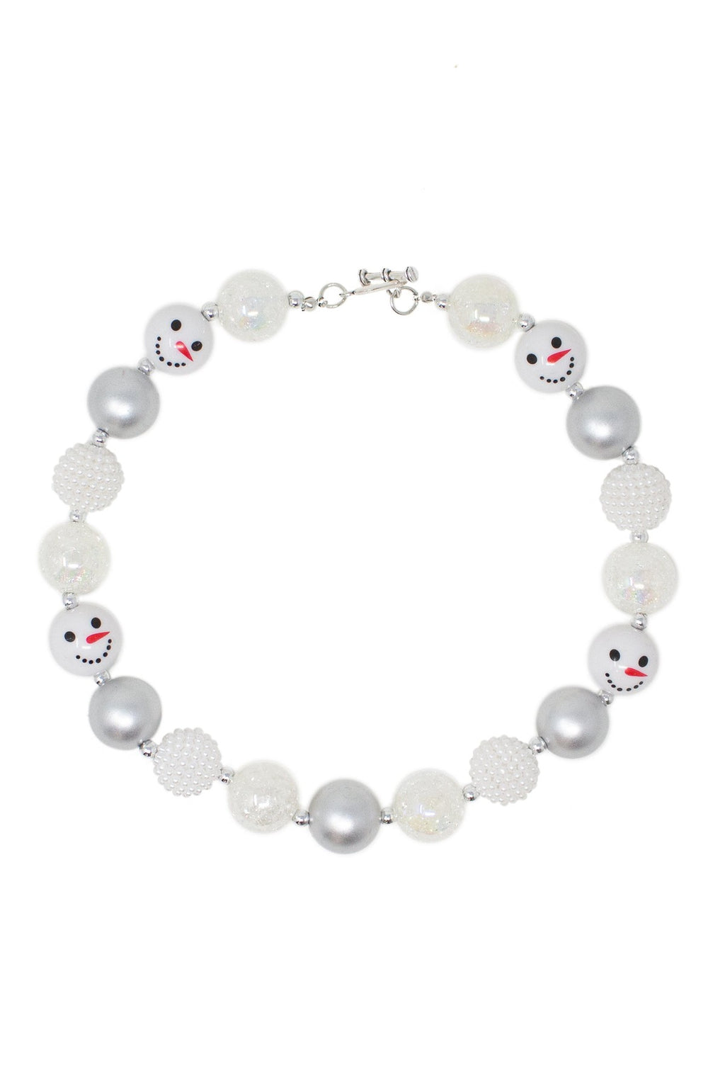 Silver Snowman Bubblegum Necklace - Sparkle in Pink