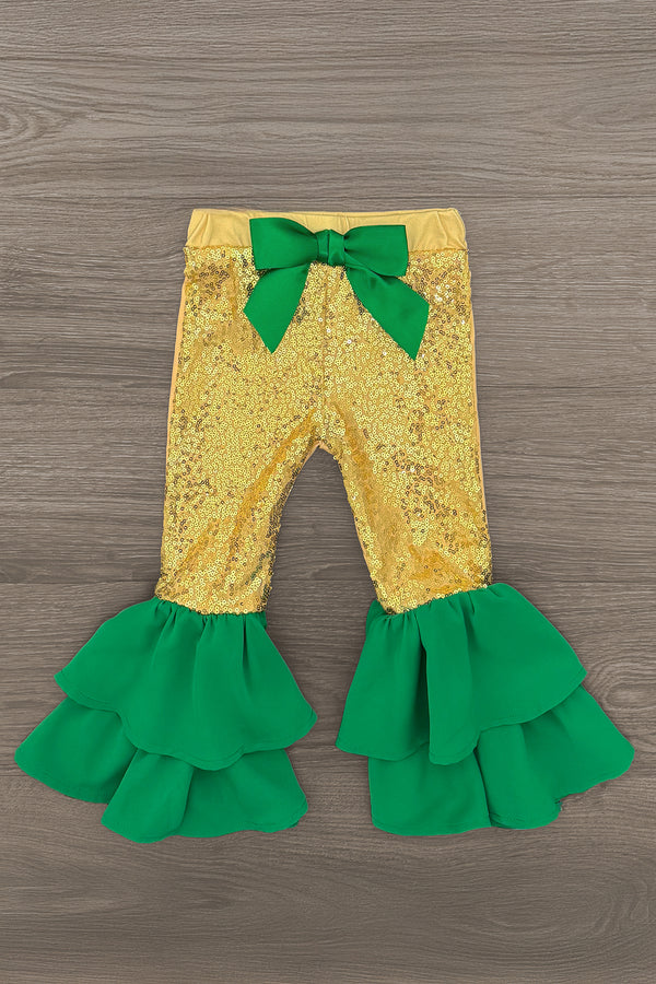 "Lucky" Gold Sequin Bell Bottom Set | Sparkle in Pink