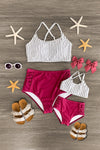 Mom & Me - Plum Stripe Bikini - Sparkle in Pink