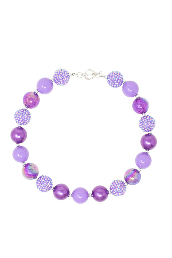 Purple Rhinestone Bubblegum Necklace - Sparkle in Pink
