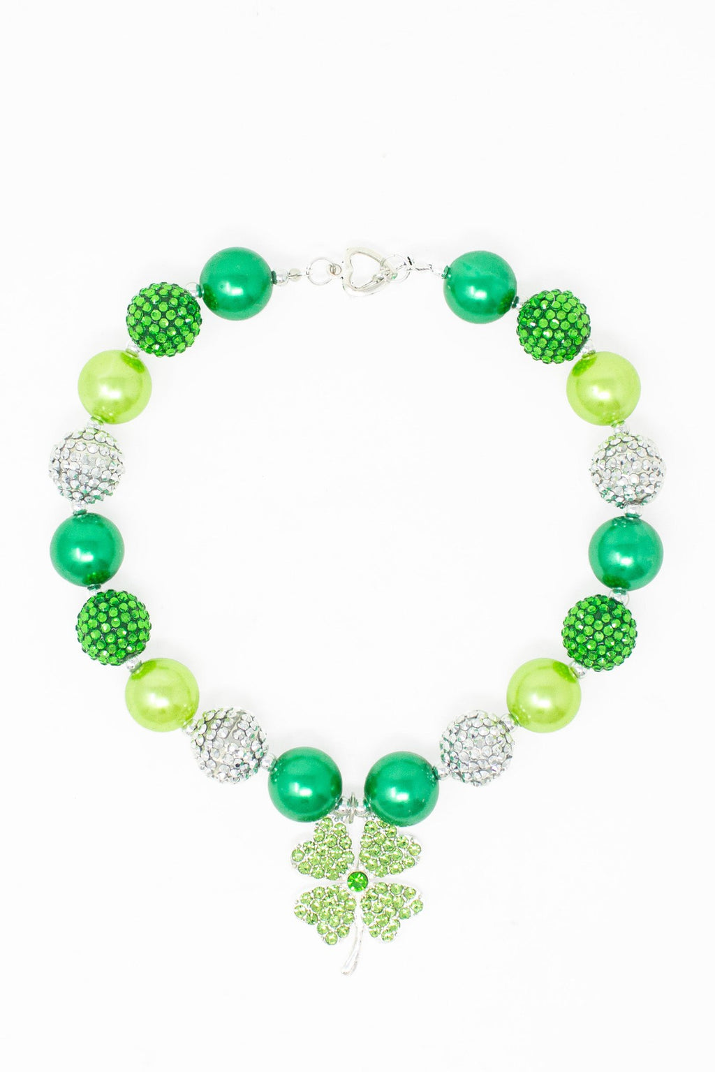 Four Leaf Clover Bubblegum Necklace - Sparkle in Pink