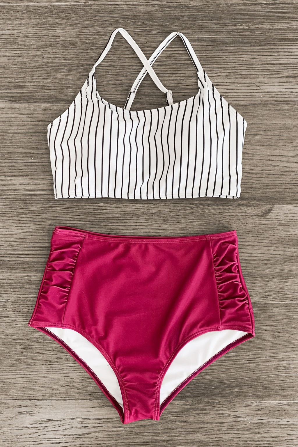 Mom & Me - Plum Stripe Bikini - Sparkle in Pink