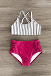 Mom & Me - Plum Stripe Bikini - Sparkle in Pink