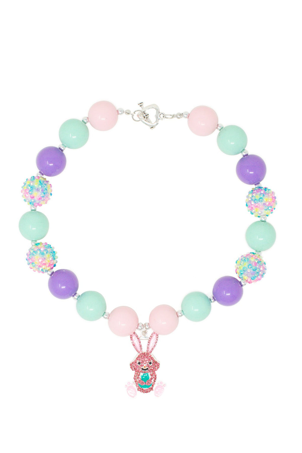 Pastel Rhinestone Pink Bunny Necklace - Sparkle in Pink