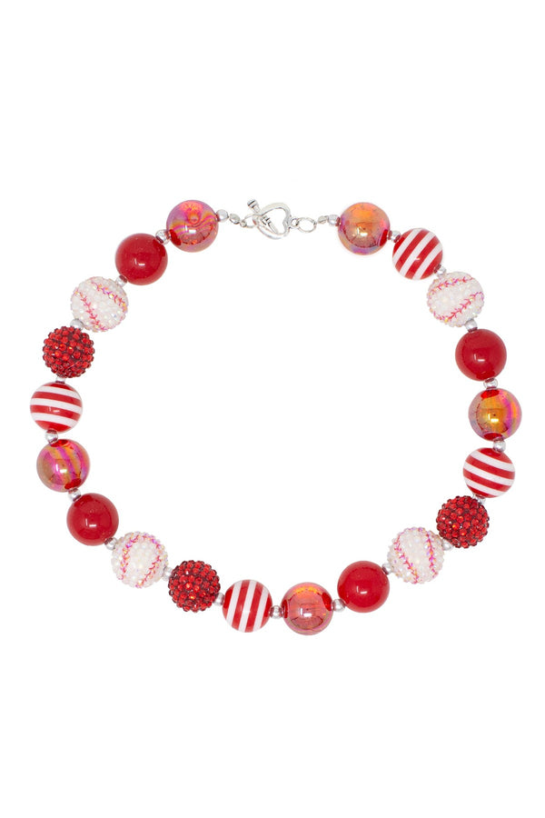 Rhinestone Baseball Bubblegum Necklace - Sparkle in Pink
