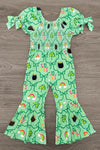 "Lucky" Green Bell Bottom Jumpsuit | Sparkle in Pink