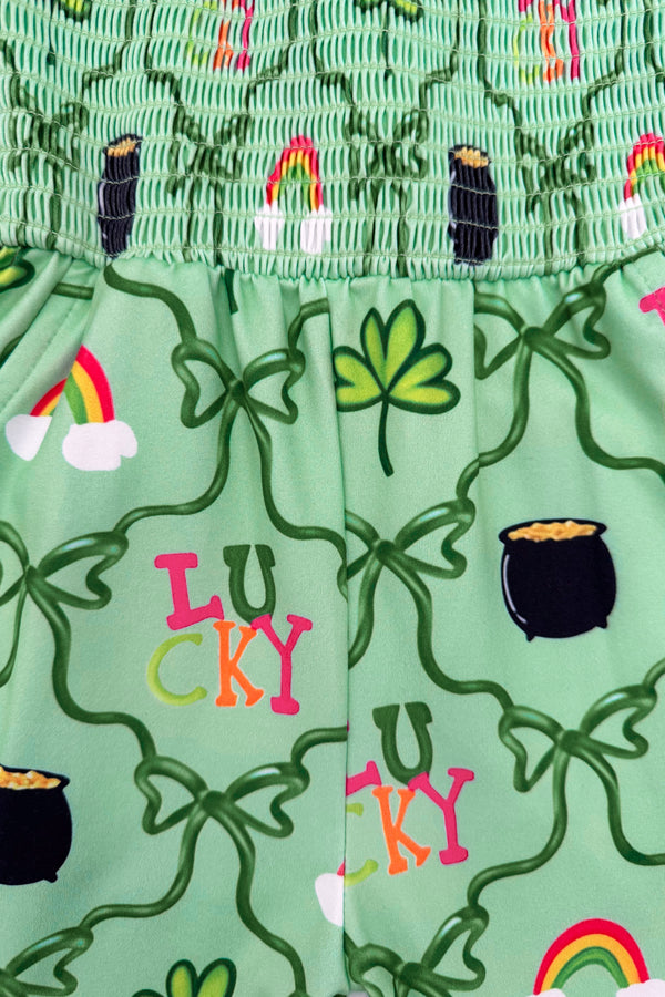 "Lucky" Green Bell Bottom Jumpsuit | Sparkle in Pink