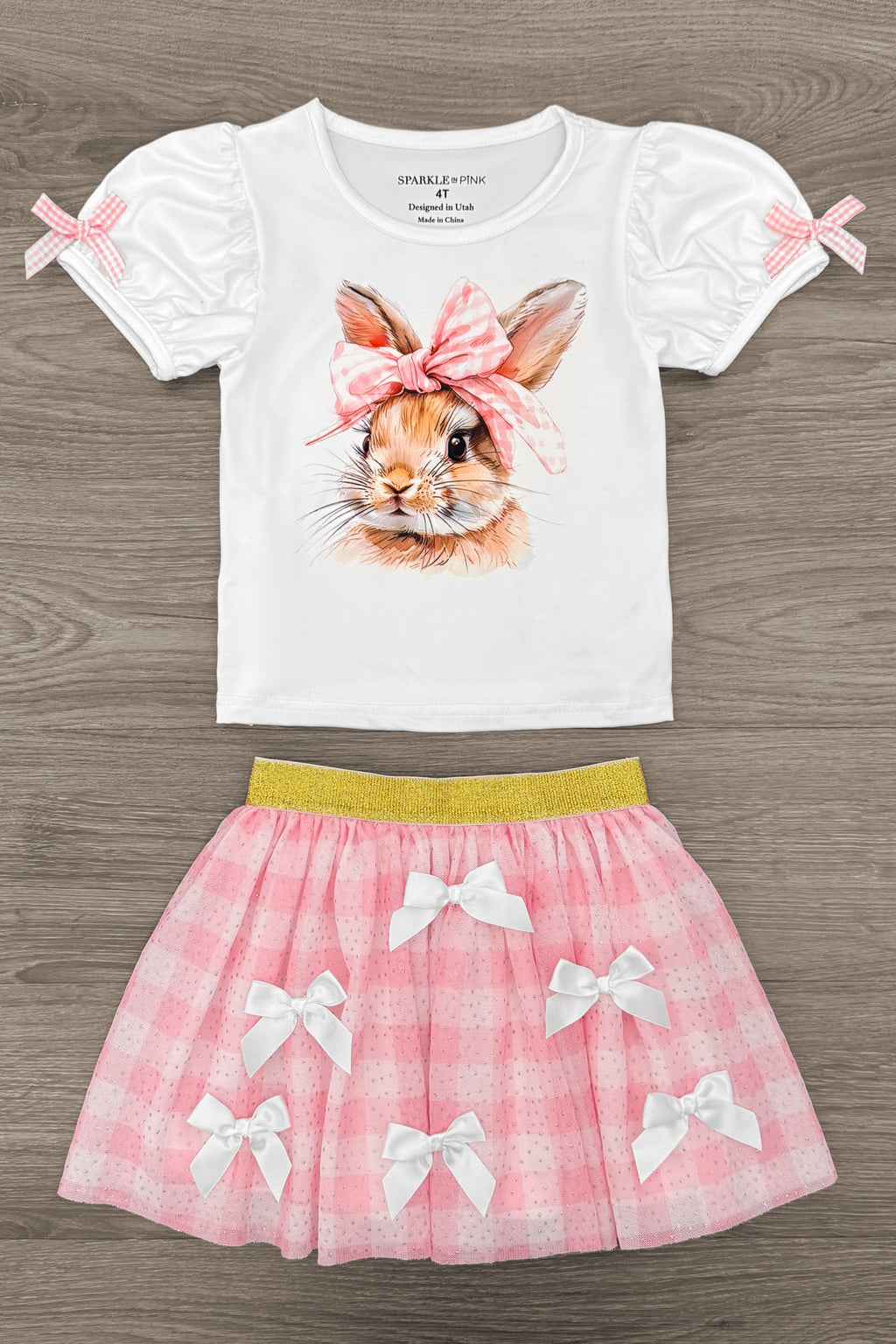 Bunny Bows Pink Glitter Skirt Set | Sparkle in Pink