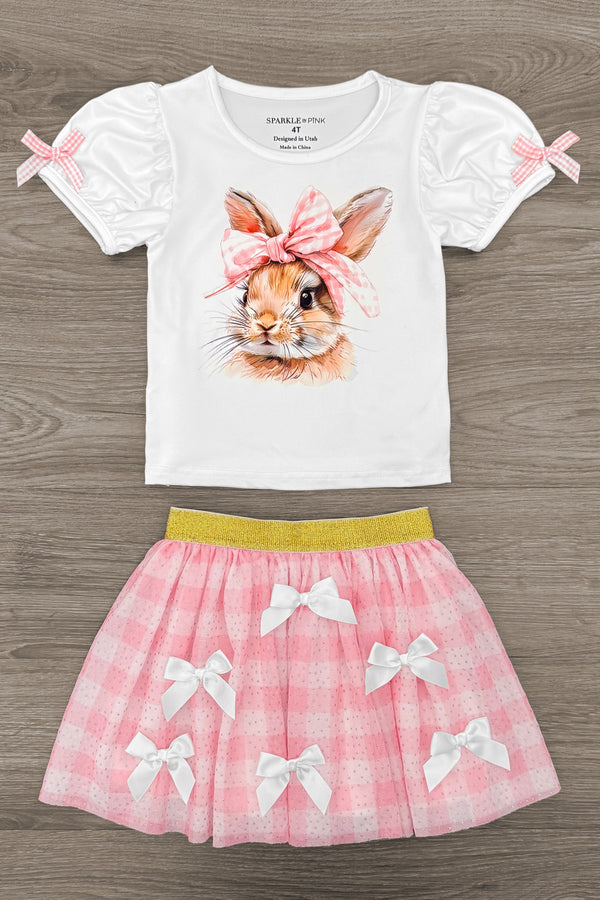 Bunny Bows Pink Glitter Skirt Set | Sparkle in Pink