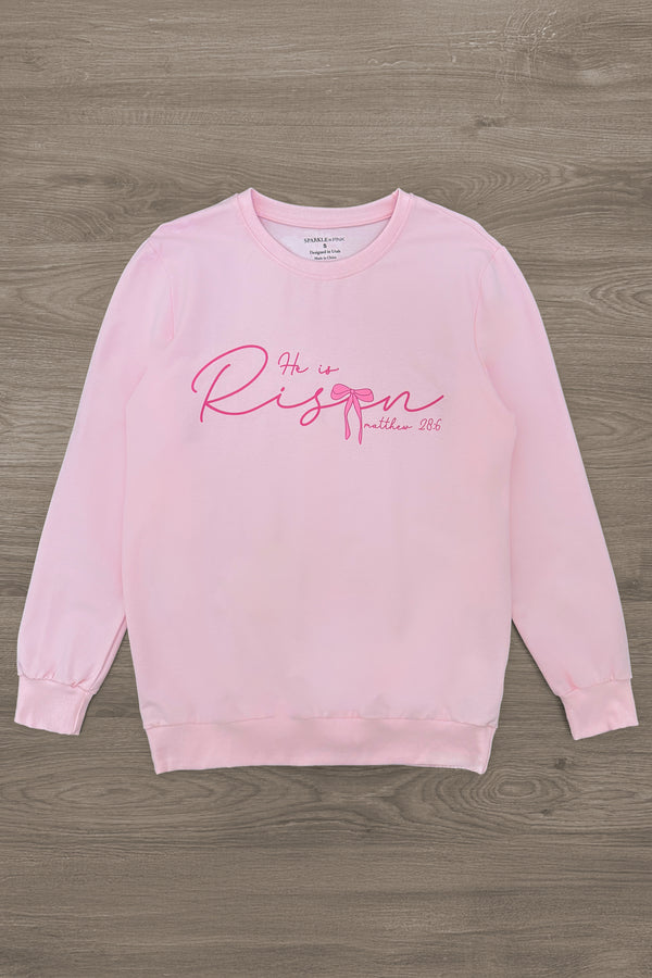 Mom & Me - "He Is Risen" Long Sleeve Top | Sparkle in Pink