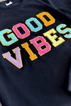 Mom & Me - "Good Vibes" Rainbow Chenille Patch Top - Sparkle in Pink
