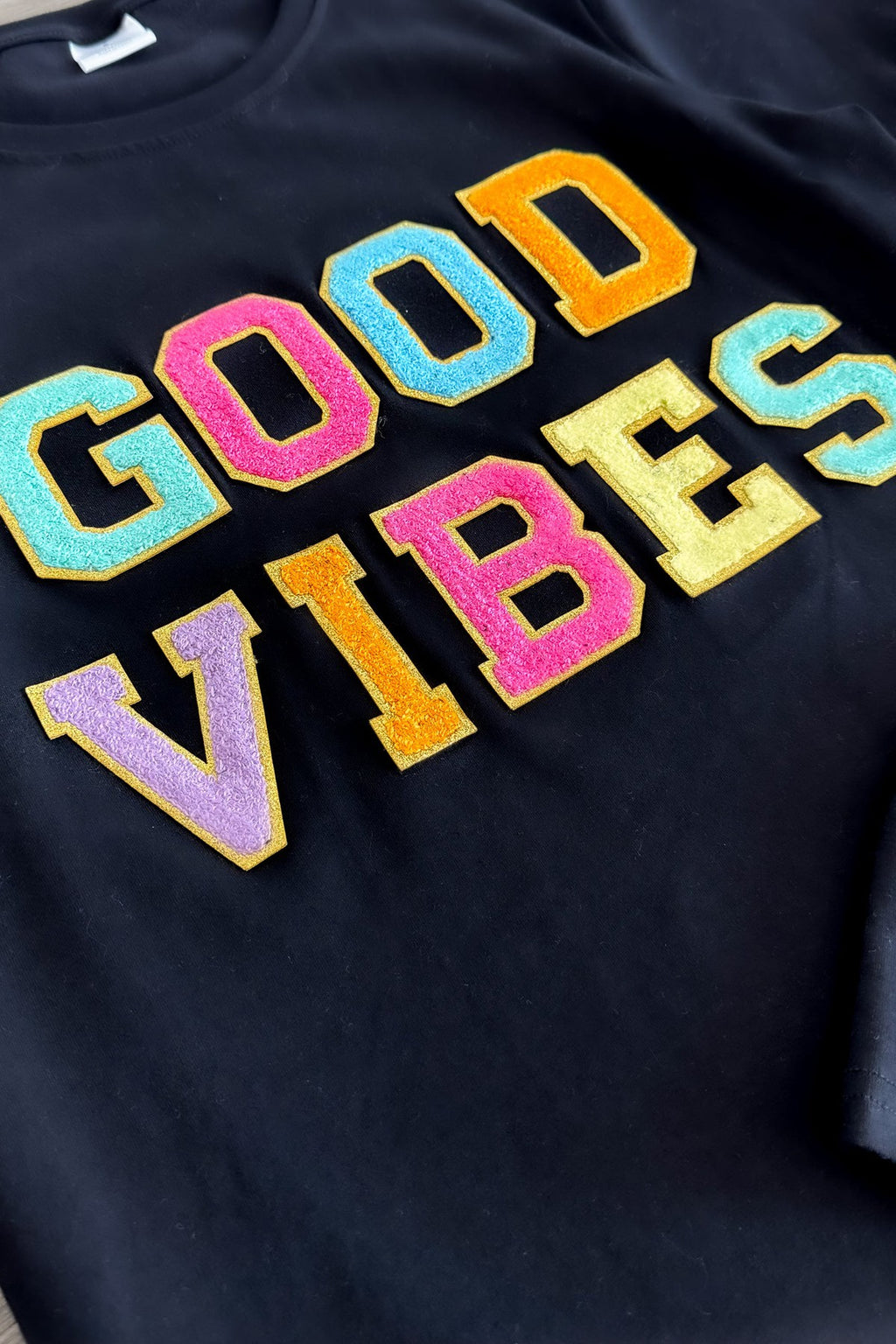 Mom & Me - "Good Vibes" Rainbow Chenille Patch Top - Sparkle in Pink