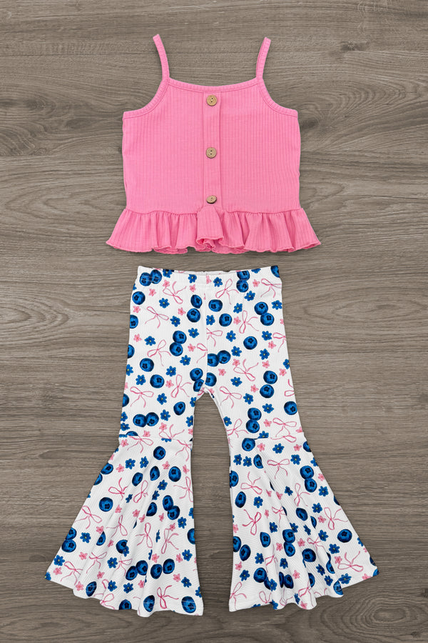Blueberries & Bows Bell Bottom Set | Sparkle in Pink