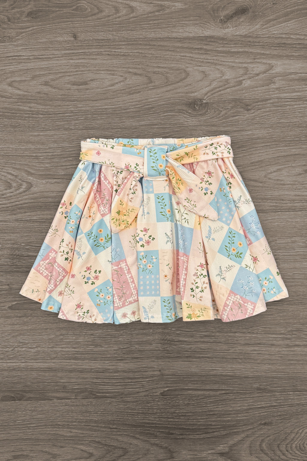 Pastel Floral Checkered Skirt Set | Sparkle in Pink
