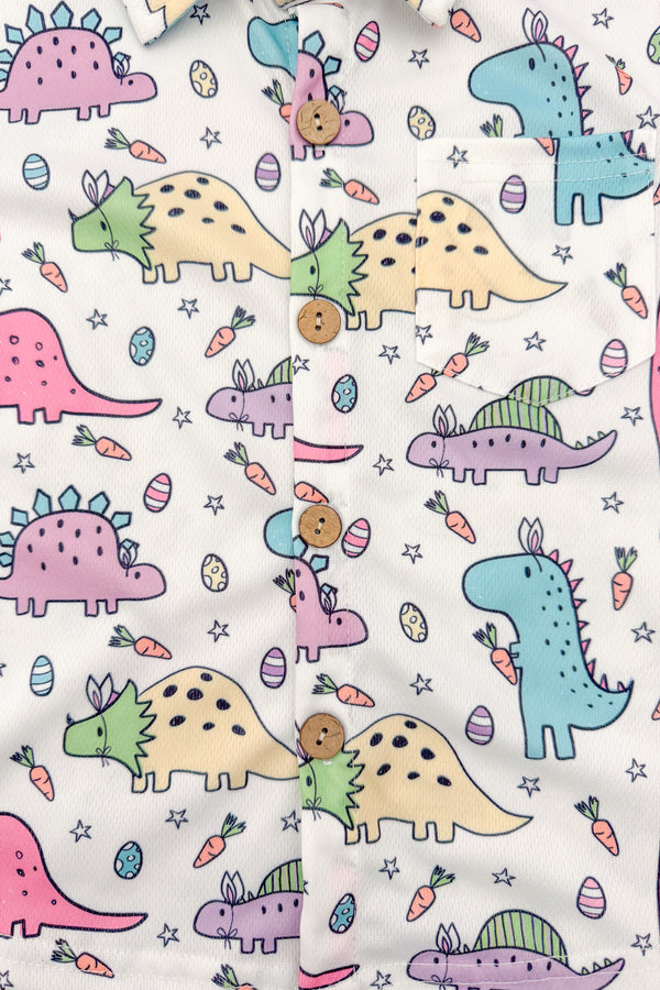 Pastel Dinosaur Button Down | Sparkle in Pink