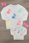 Mom & Me - Gray Bunny Bows Top | Sparkle in Pink