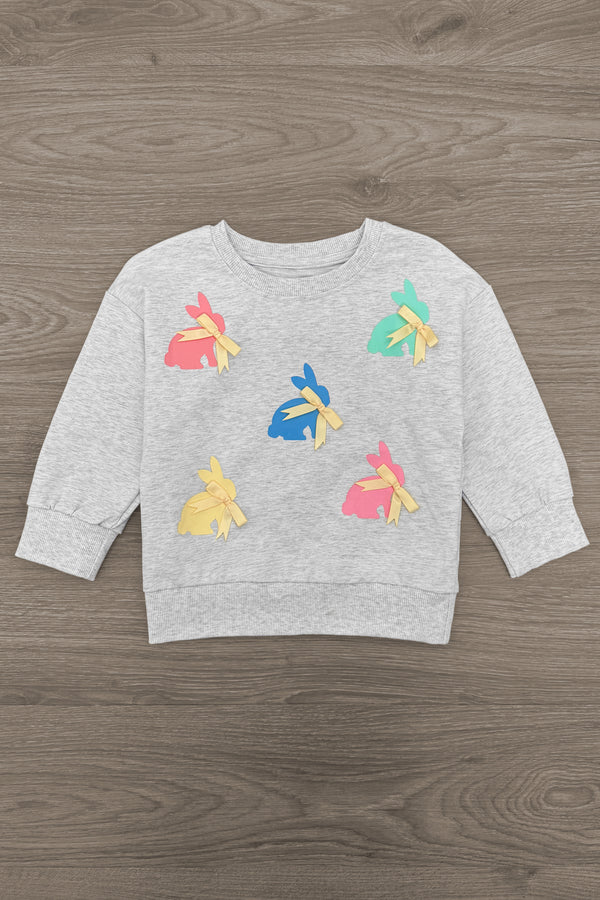 Mom & Me - Gray Bunny Bows Top | Sparkle in Pink