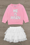 Mom & Me - "He Is Risen" Top & Skirt Set | Sparkle in Pink