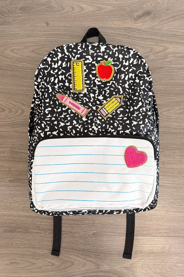 back to school backpacks kids Composition Notebook Chenille Patch Backpack