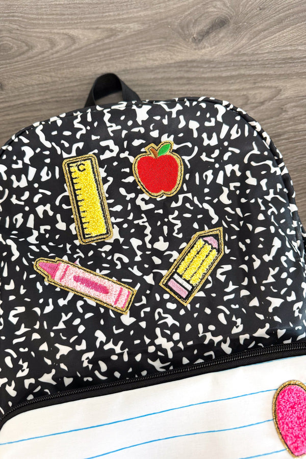 Composition Notebook Chenille Patch Backpack | Sparkle in Pink